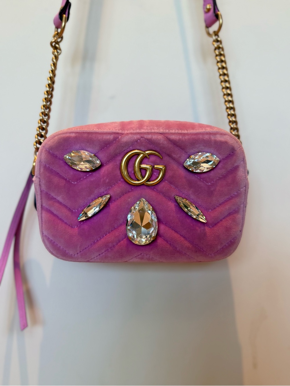 Gucci GG Marmont Mini Marquise Crystal Velvet